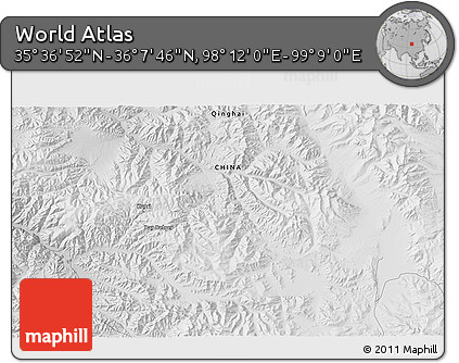 Physical 3D Map of the Area around 35° 52' 19" N, 98° 40' 30" E