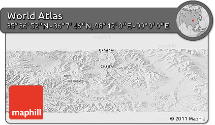 Physical Panoramic Map of the Area around 35° 52' 19" N, 98° 40' 30" E