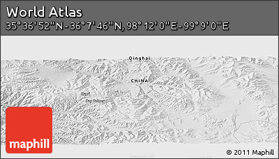 Physical Panoramic Map of the Area around 35° 52' 19" N, 98° 40' 30" E