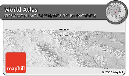 Physical Panoramic Map of the Area around 35° 52' 19" N, 99° 31' 30" E