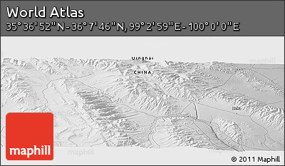 Physical Panoramic Map of the Area around 35° 52' 19" N, 99° 31' 30" E