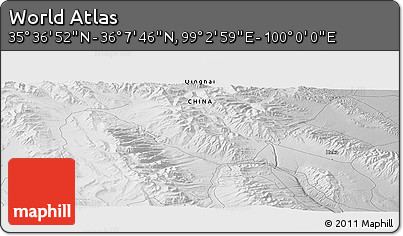 Physical Panoramic Map of the Area around 35° 52' 19" N, 99° 31' 30" E