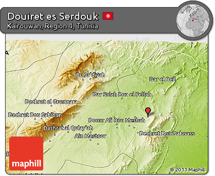 Physical 3D Map of Douiret Es Serdouk