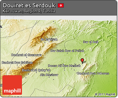 Physical 3D Map of Douiret Es Serdouk