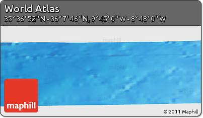 Shaded Relief Panoramic Map of the Area around 35° 52' 19" N, 9° 16' 30" W