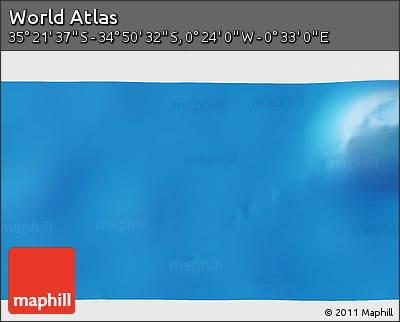 Shaded Relief 3D Map of the Area around 35° 6' 5" S, 0° 4' 30" E