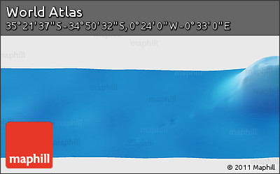 Physical Panoramic Map of the Area around 35° 6' 5" S, 0° 4' 30" E