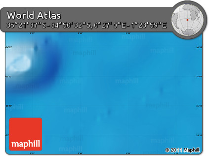 Physical Map of the Area around 35° 6' 5" S, 0° 55' 29" E