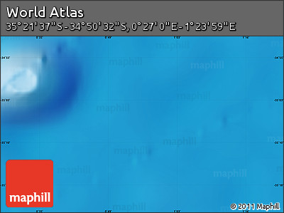 Physical Map of the Area around 35° 6' 5" S, 0° 55' 29" E