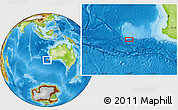 Physical Location Map of the area around 35° 6' 5" S, 110° 34' 29" E