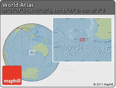 Savanna Style Location Map of the Area around 35° 6' 5" S, 112° 16' 30" E, hill shading