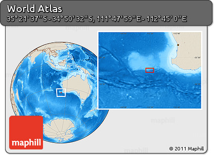 Shaded Relief Location Map of the Area around 35° 6' 5" S, 112° 16' 30" E