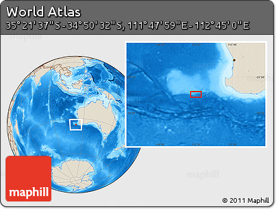 Shaded Relief Location Map of the Area around 35° 6' 5" S, 112° 16' 30" E
