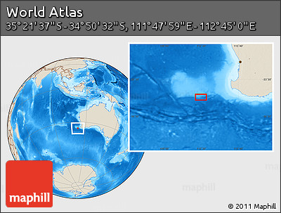 Shaded Relief Location Map of the Area around 35° 6' 5" S, 112° 16' 30" E