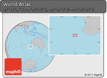 Gray Location Map of the Area around 35° 6' 5" S, 113° 7' 30" E