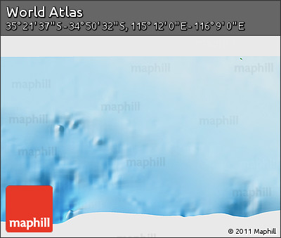 Physical 3D Map of the Area around 35° 6' 5" S, 115° 40' 30" E