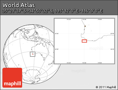 Blank Location Map of the Area around 35° 6' 5" S, 115° 40' 30" E