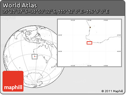 Blank Location Map of the Area around 35° 6' 5" S, 115° 40' 30" E