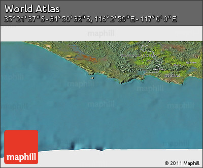 Satellite 3D Map of the Area around 35° 6' 5" S, 116° 31' 30" E