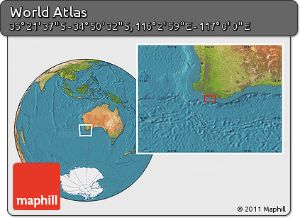 Satellite Location Map of the Area around 35° 6' 5" S, 116° 31' 30" E
