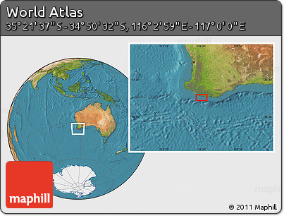 Satellite Location Map of the Area around 35° 6' 5" S, 116° 31' 30" E