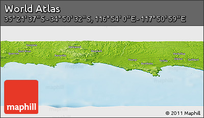 Physical Panoramic Map of the Area around 35° 6' 5" S, 117° 22' 30" E