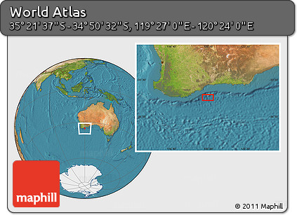 Satellite Location Map of the Area around 35° 6' 5" S, 119° 55' 30" E