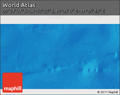 Shaded Relief 3D Map of the Area around 35° 6' 5" S, 11° 7' 30" E