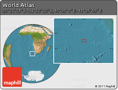Satellite Location Map of the Area around 35° 6' 5" S, 11° 7' 30" E