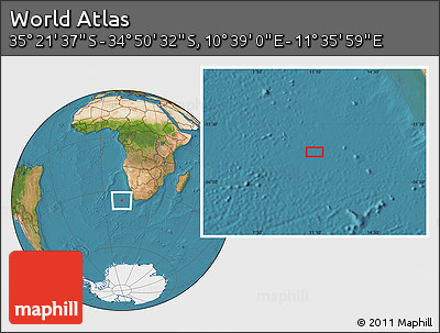 Satellite Location Map of the Area around 35° 6' 5" S, 11° 7' 30" E