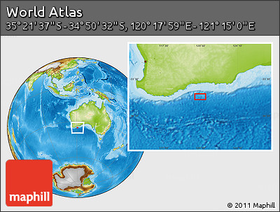 Physical Location Map of the Area around 35° 6' 5" S, 120° 46' 30" E