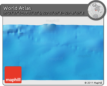 Shaded Relief 3D Map of the Area around 35° 6' 5" S, 123° 19' 29" E