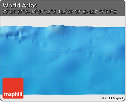 Shaded Relief 3D Map of the Area around 35° 6' 5" S, 123° 19' 29" E