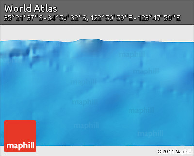 Shaded Relief 3D Map of the Area around 35° 6' 5" S, 123° 19' 29" E