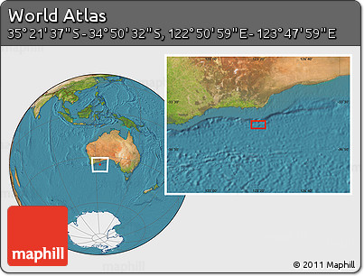 Satellite Location Map of the Area around 35° 6' 5" S, 123° 19' 29" E