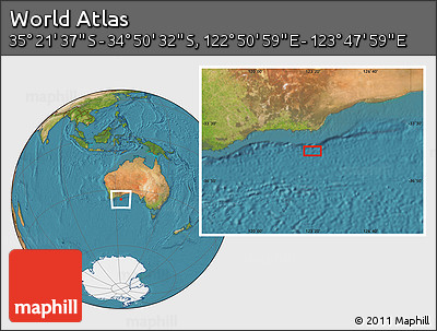 Satellite Location Map of the Area around 35° 6' 5" S, 123° 19' 29" E