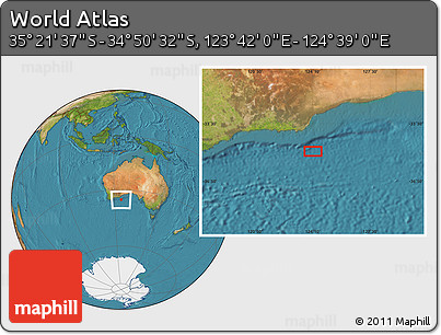 Satellite Location Map of the Area around 35° 6' 5" S, 124° 10' 30" E