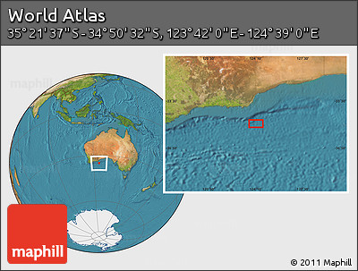Satellite Location Map of the Area around 35° 6' 5" S, 124° 10' 30" E