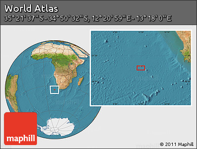 Satellite Location Map of the Area around 35° 6' 5" S, 12° 49' 29" E
