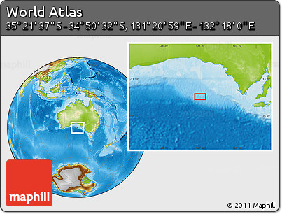 Physical Location Map of the Area around 35° 6' 5" S, 131° 49' 29" E
