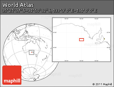 Blank Location Map of the Area around 35° 6' 5" S, 133° 31' 30" E