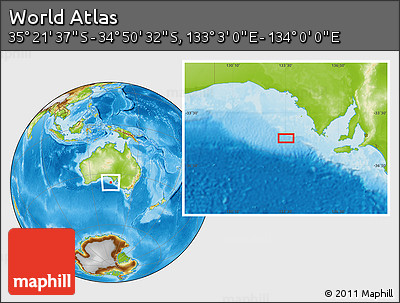 Physical Location Map of the Area around 35° 6' 5" S, 133° 31' 30" E