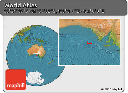 Satellite Location Map of the Area around 35° 6' 5" S, 133° 31' 30" E