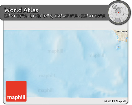 Shaded Relief 3D Map of the Area around 35° 6' 5" S, 135° 13' 29" E