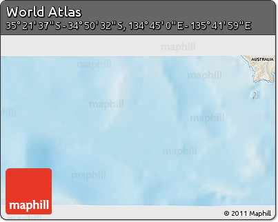 Shaded Relief 3D Map of the Area around 35° 6' 5" S, 135° 13' 29" E