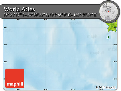 Physical Map of the Area around 35° 6' 5" S, 135° 13' 29" E