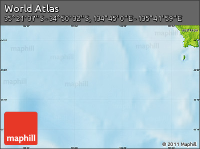 Physical Map of the Area around 35° 6' 5" S, 135° 13' 29" E