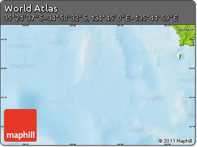 Physical Map of the Area around 35° 6' 5" S, 135° 13' 29" E