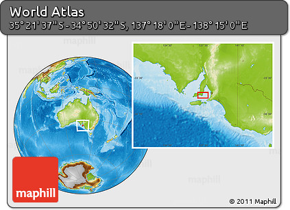 Physical Location Map of the Area around 35° 6' 5" S, 137° 46' 30" E