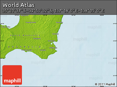 Physical Map of the Area around 35° 6' 5" S, 137° 46' 30" E